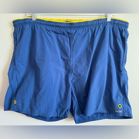 IZOD Men’s Blue and Yellow Swim Trunks Size XL - Picture 1 of 9